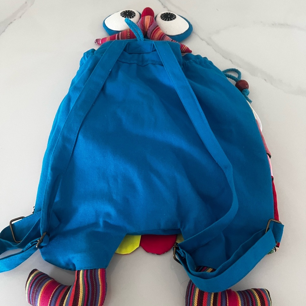 Handmade Multicolor Owl Patchwork Backpack - Blue Base - Picture 6 of 8